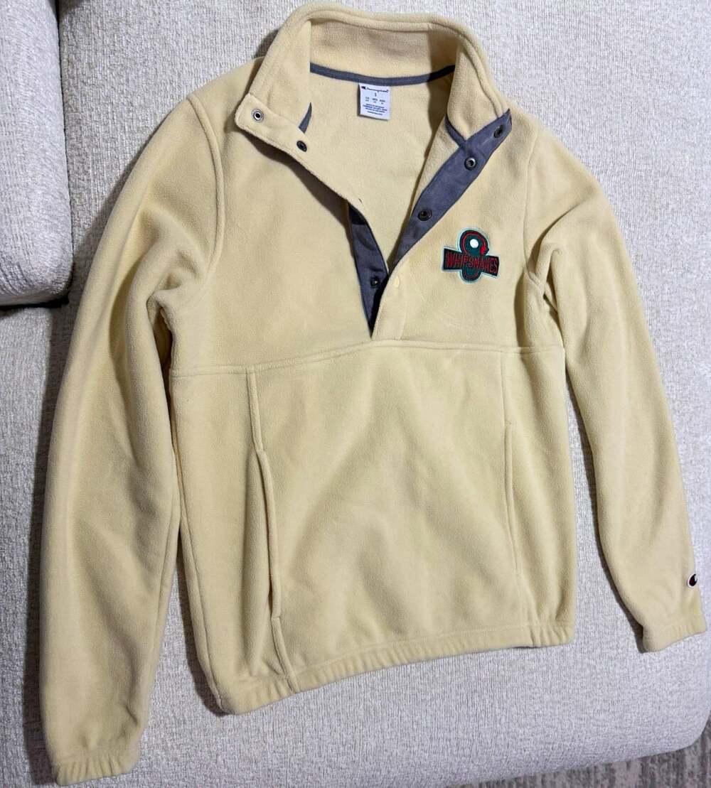 Champion Whipsnakes Lacrosse Cream Fleece Snap Pullover - Size S